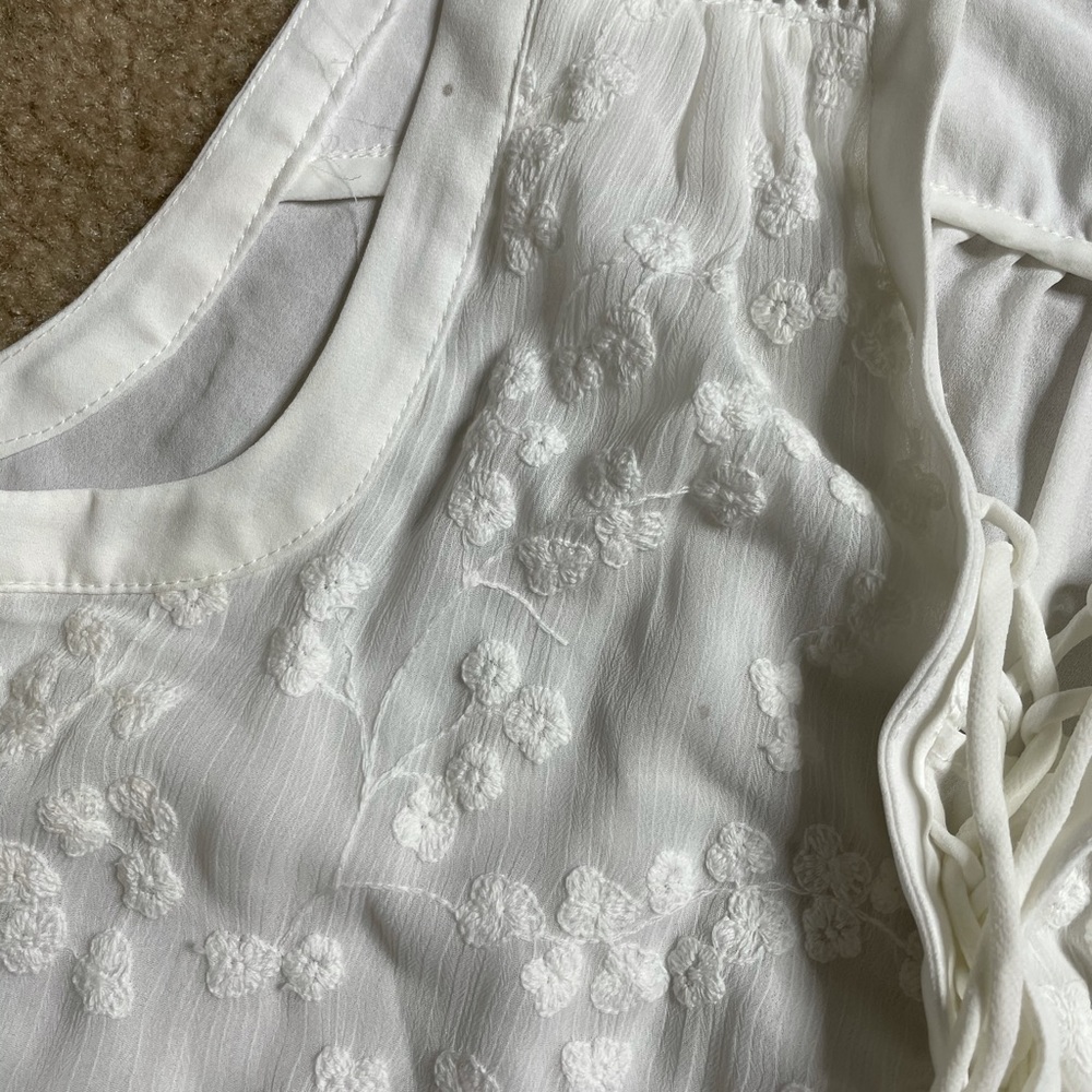 Maeve Anthropologie chiffon lace up blouse - Picture 3 of 5
